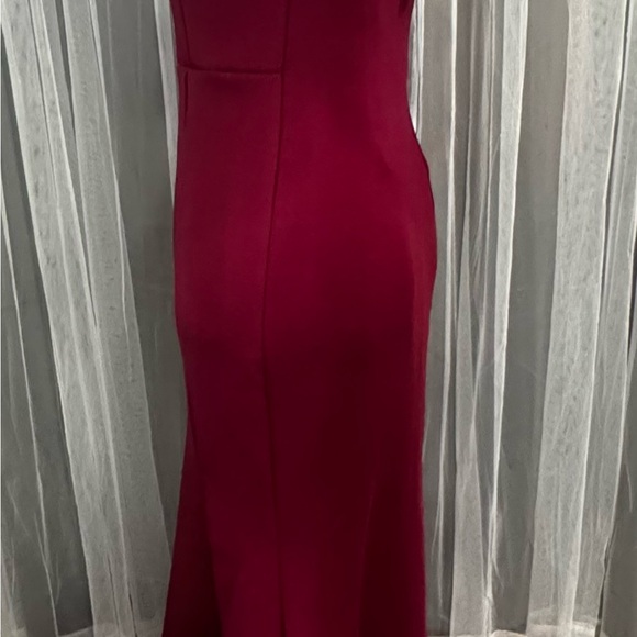 Aveline Slit Burgundy Maxi Off The Shoulder Long Formal Dress (1Q0006) - Picture 6 of 11